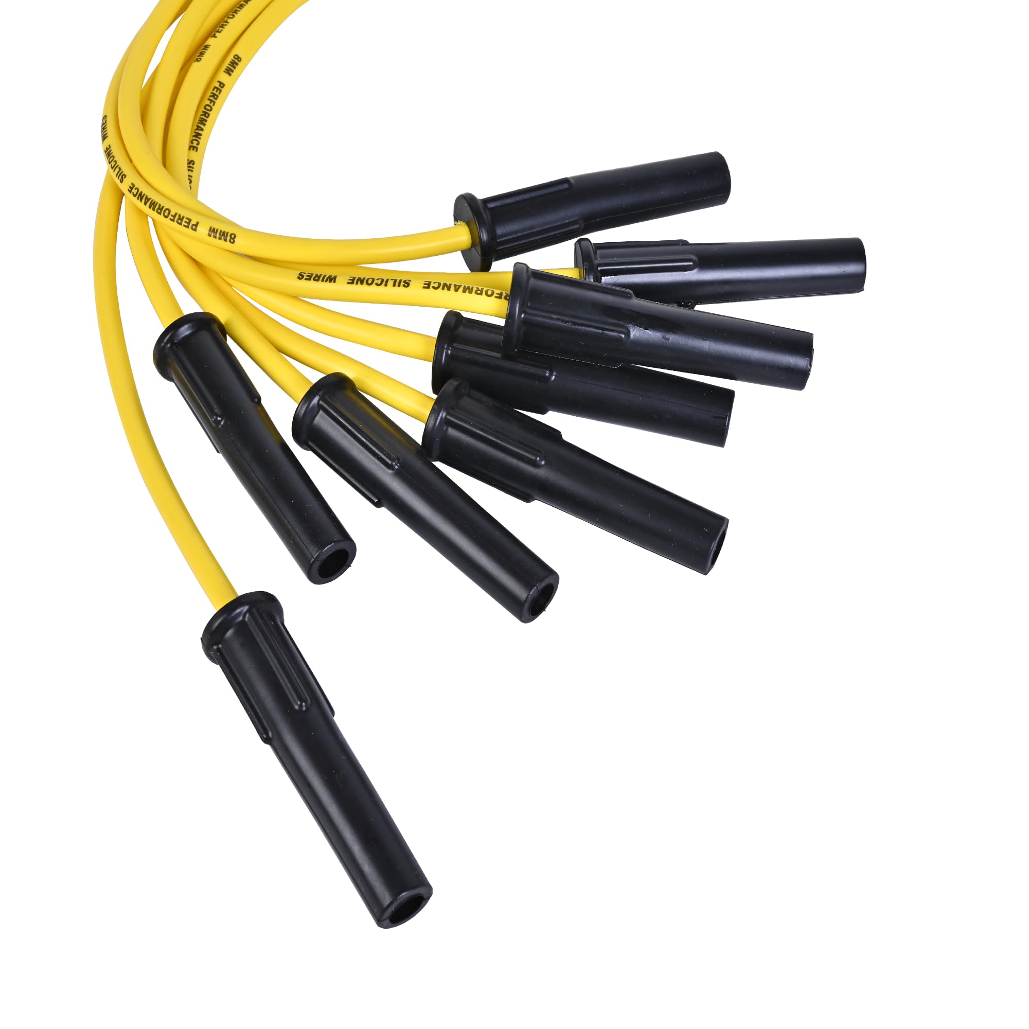 RLP Silicone Spark Plug Wires Set 8.0mm Yellow Replacement for Buick Big Block Small Cap HEI Distributor Fit 1967-1969 400Ci 430Ci 1970-1976 455Ci with Coil Wire - Image 3