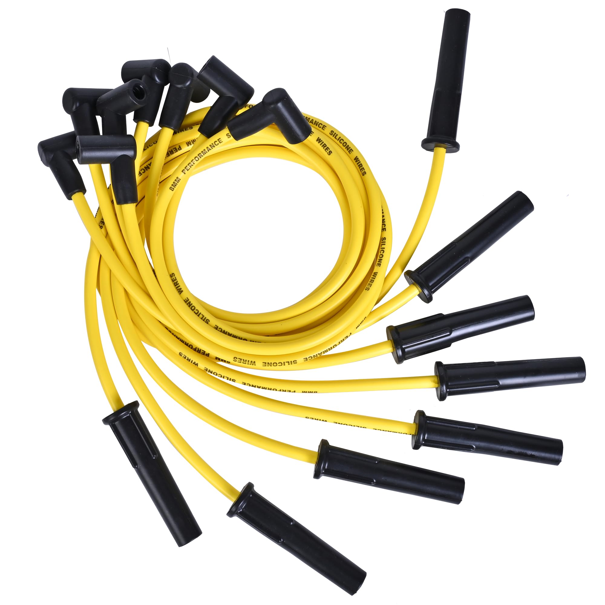 RLP Silicone Spark Plug Wires Set 8.0mm Yellow Replacement for Buick Big Block Small Cap HEI Distributor Fit 1967-1969 400Ci 430Ci 1970-1976 455Ci with Coil Wire - Image 4