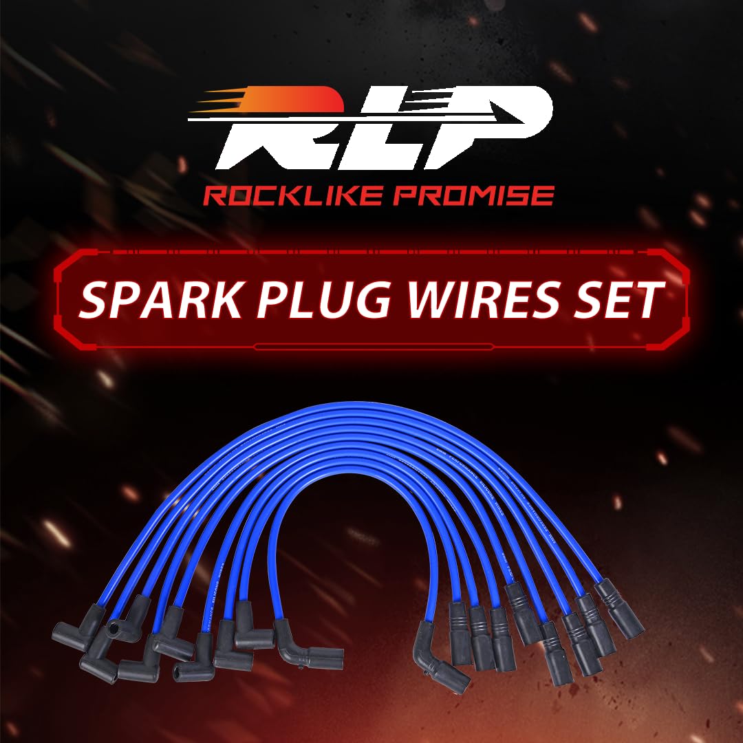 RLP Silicone Spark Plug Wires Set Blue 8.0mm Compatible with Chevy GMC Cadillac Isuzu Tahoe Suburban Express Savana C1500 C2500 C3500 K1500 K2500 V8 5.0L 5.7L 9Pcs Replace#9718Q 88862381 35-8150 - Image 7