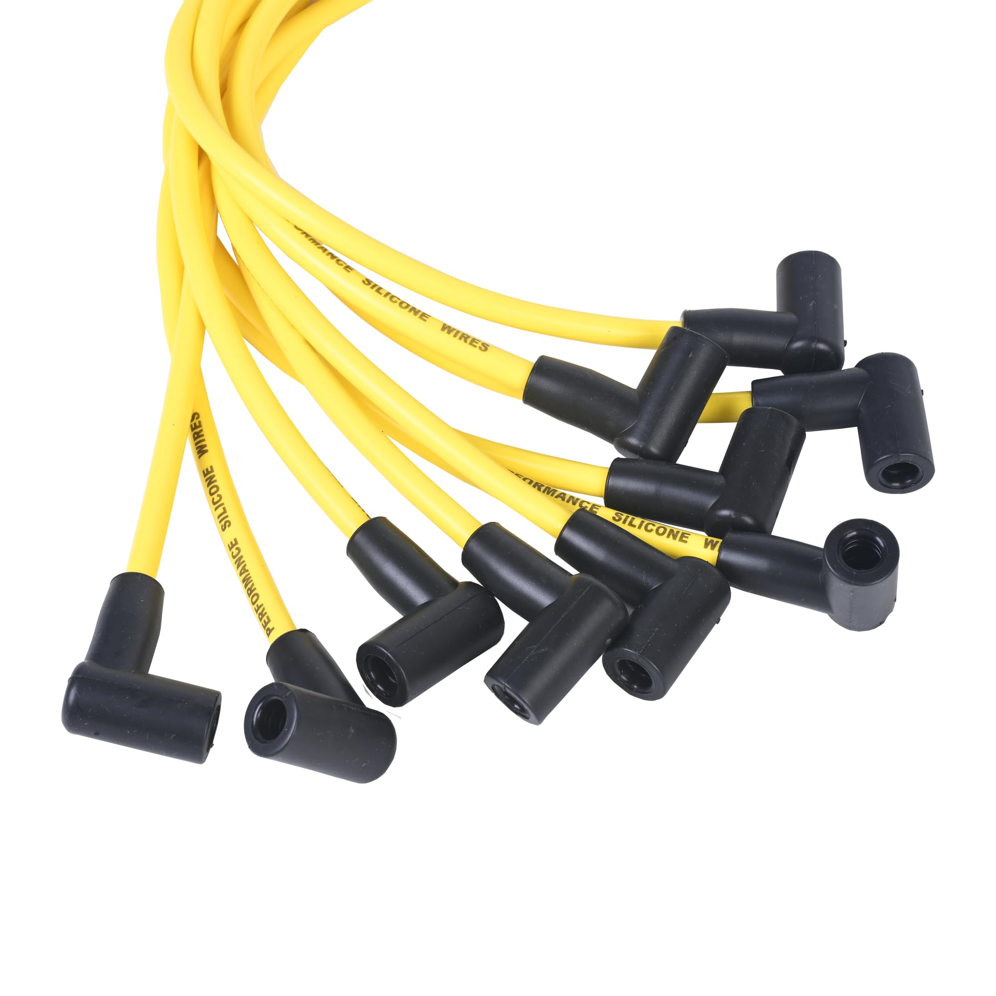 RLP Silicone Spark Plug Wires Set Yellow with Two Coil Wires 8.0mm Replacement for SBF Small Block Ford Valve Cover Wires 221 255 260 289 302 351W Fits HEI Distributor Caps - Image 3