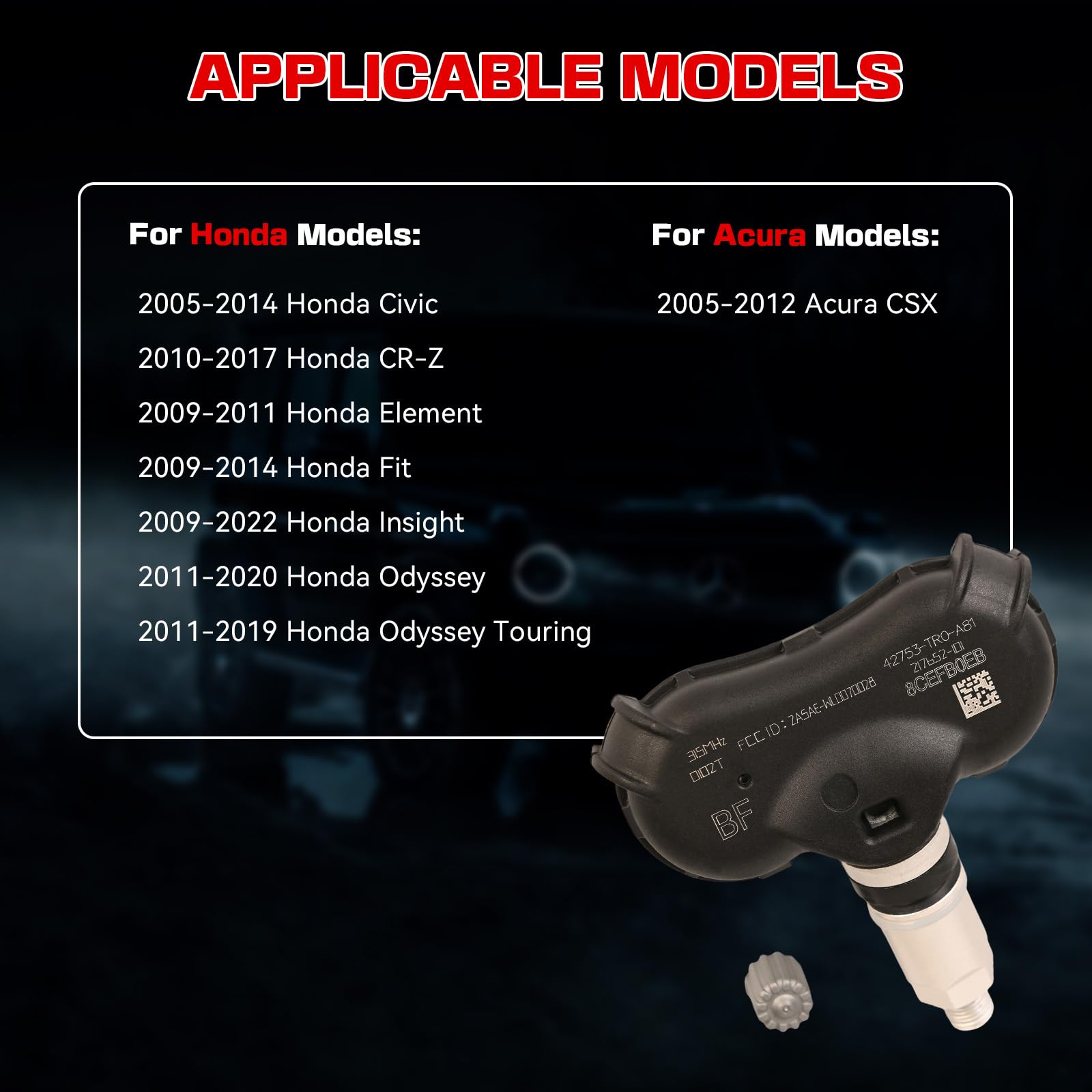 RLP Tire Pressure Monitoring System Sensor 42753-TR0-A81 Compatible with Honda Civic CR-Z Element Fit Odyssey Replaces# 42753-TR3-A81 42753-SNA-A81,315MHz - Image 5