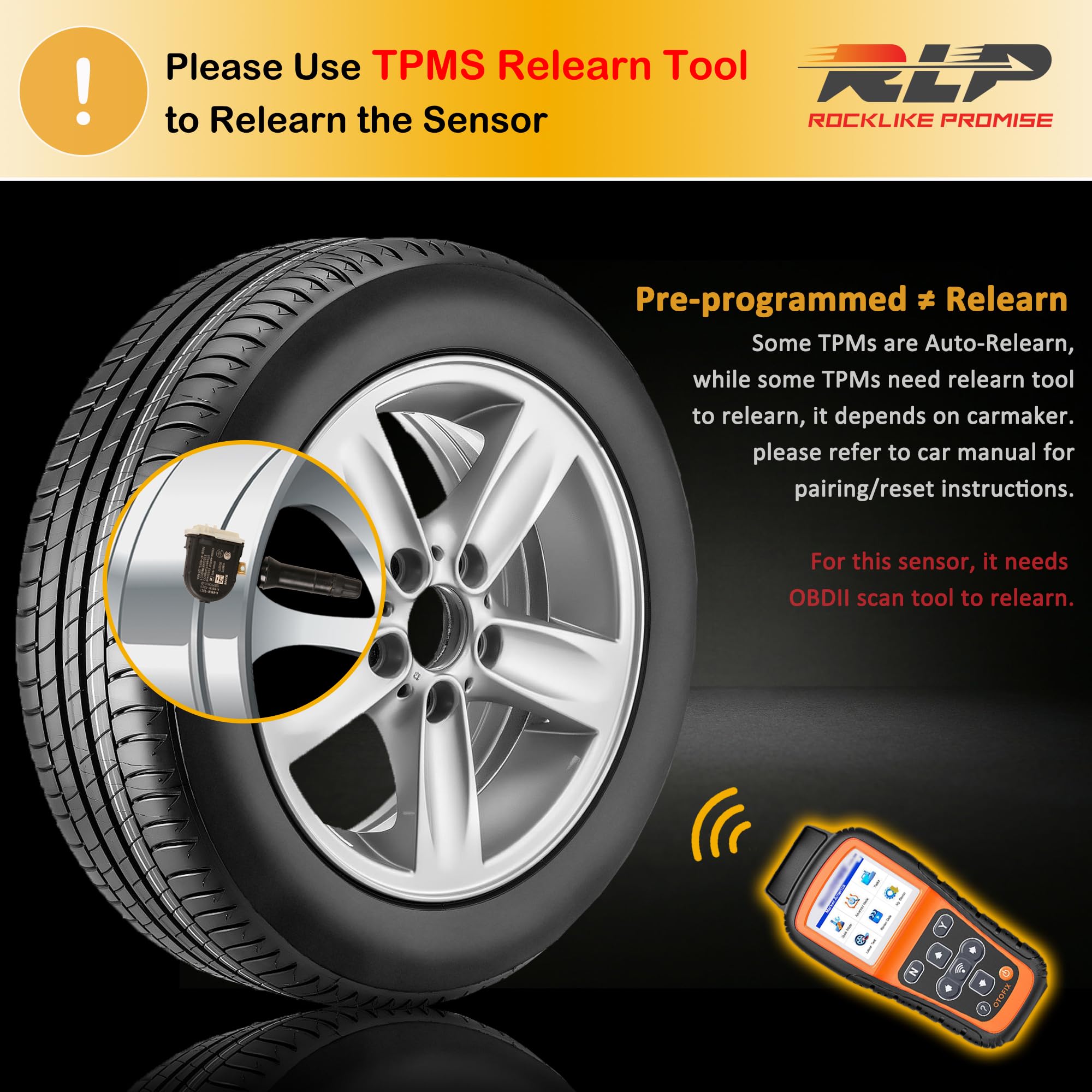 RLP TPMS Tire Pressure Monitoring System Sensor 315MHz Compatible with Ford Edge Explorer F150 Mus Tang Lincoln MKT Replaces F2GZ-1A189-A F2GT1A180AB - Image 4