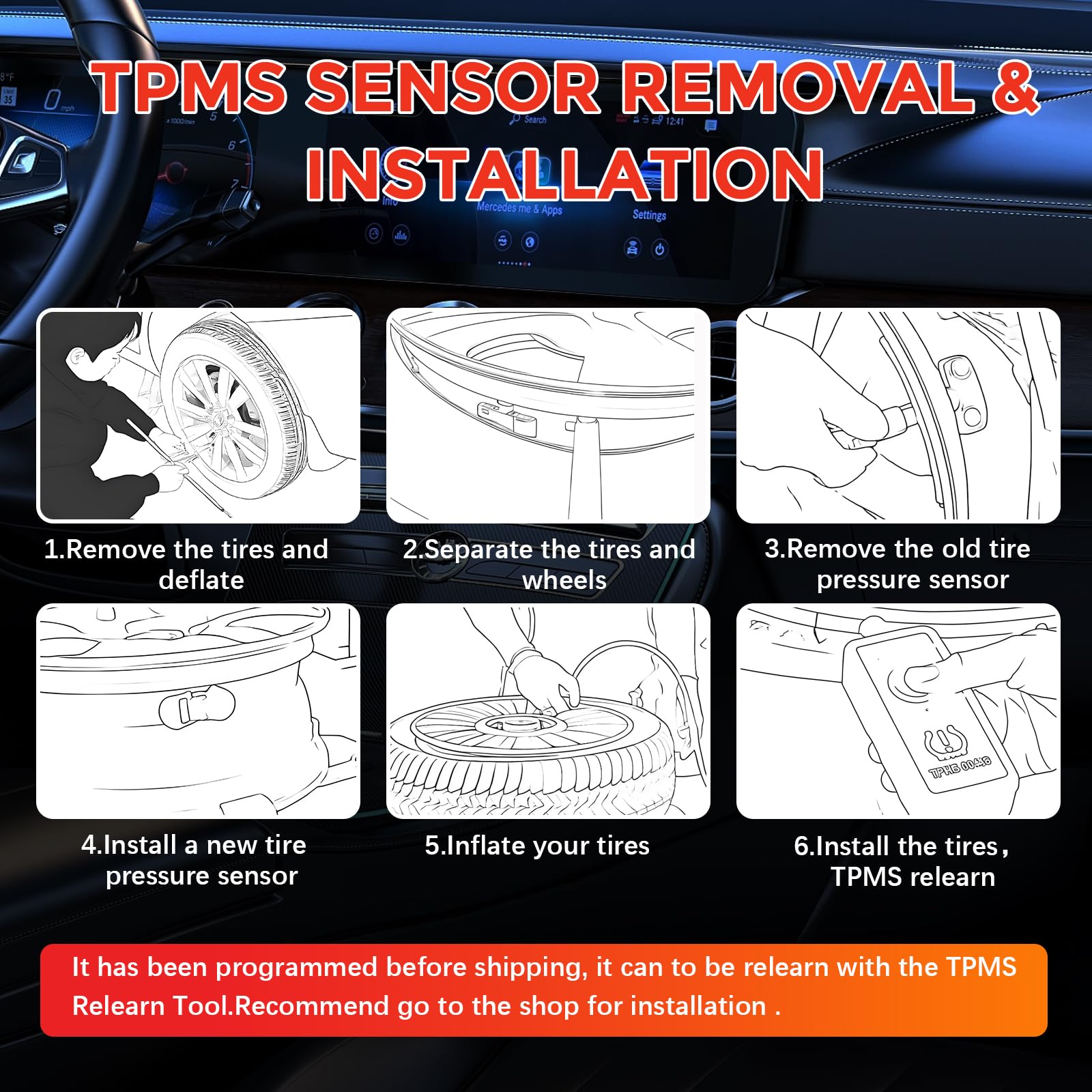 RLP TPMS Tire Sensor Tire Pressure Monitoring System Sensor 433MHz Compatible with 2020 2021 2022 2023 2024 Buick Ca-dillac Chevy Silverado GMC Sierra Pontiac Replaces 13542523 13533166 - Image 6