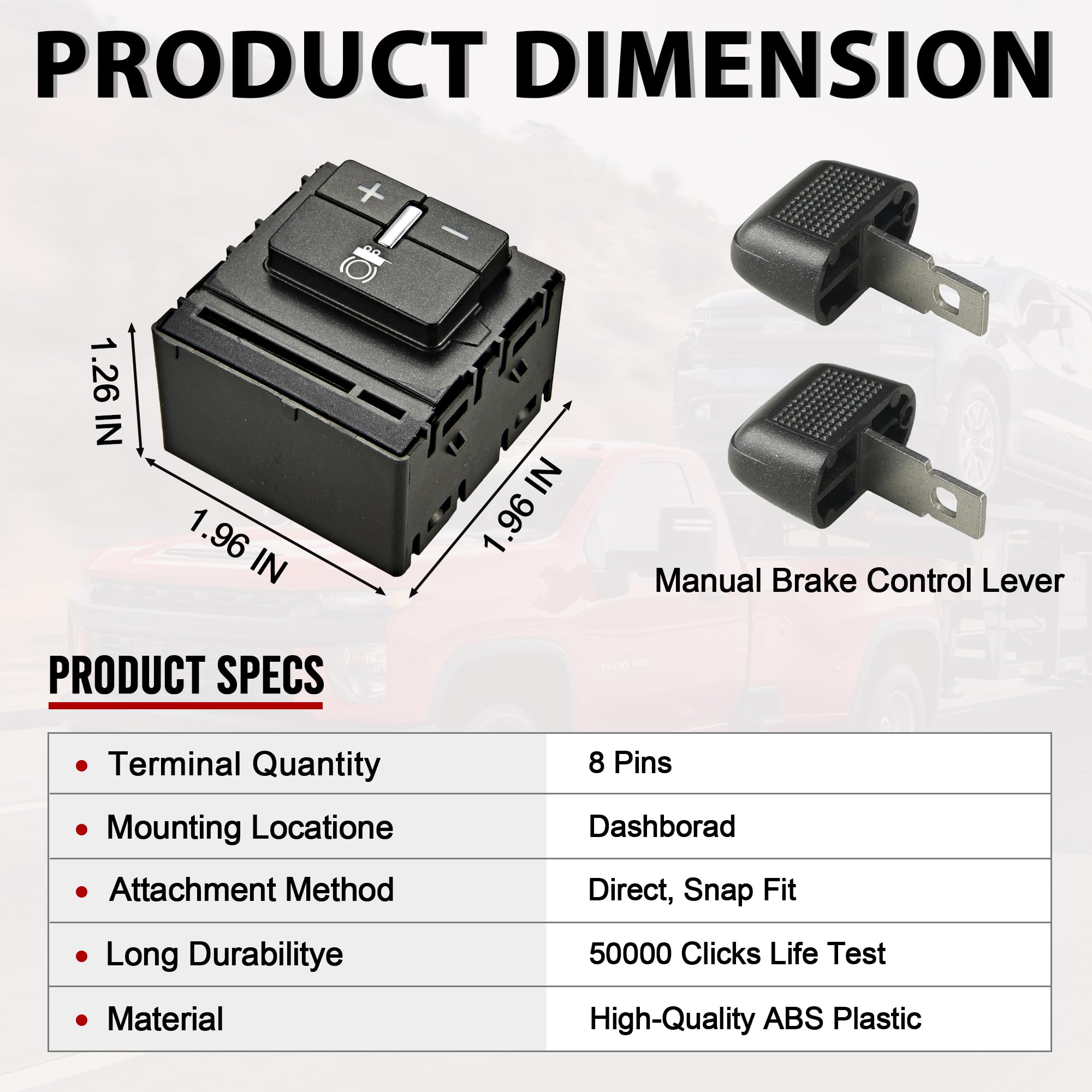RLP Trailer Brake Control Switch Assembly Compatible with 2014-2020 Chevy Colorado Silverado Suburban GMC Canyon Sierra Yukon Replacement for 84108373 23145874 - Image 3