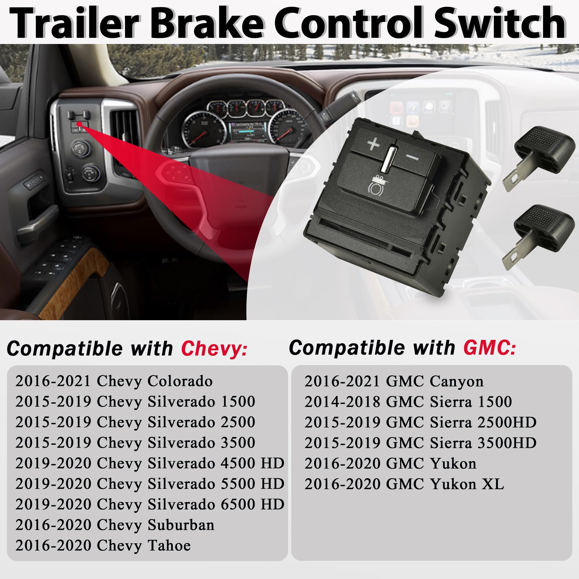 RLP Trailer Brake Control Switch Assembly Compatible with 2014-2020 Chevy Colorado Silverado Suburban GMC Canyon Sierra Yukon Replacement for 84108373 23145874 - Image 4