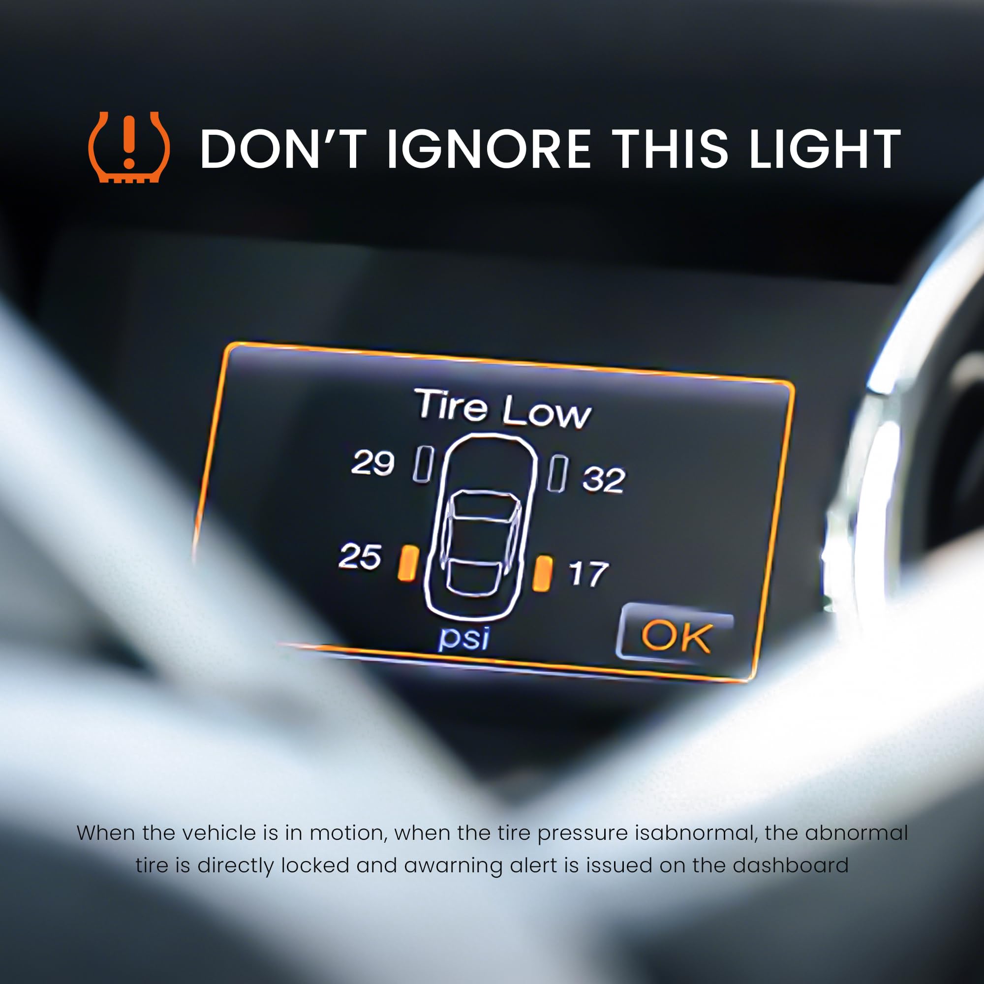 Set of 4 TPMS Tire Pressure Monitoring System Sensor 433MHz Compatible with Jeep Wrangler JK Dodge Ram Charger Replacement for 56029398AB 68142397AA 68241067AA 68241067AB - Image 6