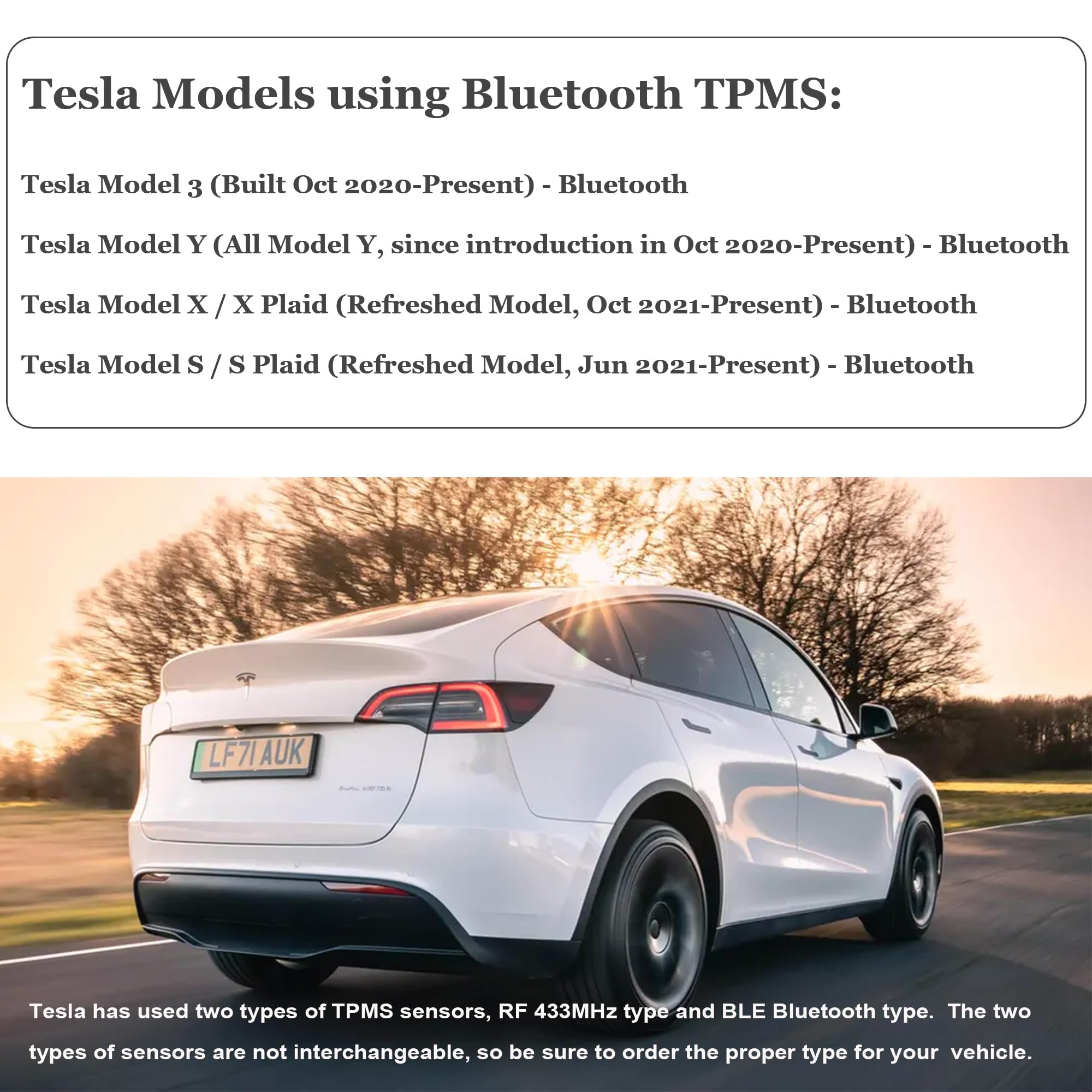 Tesla Bluetooth TPMS Sensor - 4 New Tesla Bluetooth TPMS Tire Pressure Monitor Sensor Compatible with 2020-2023 Tesla Models 3 Y S X Replaces 1490701-01-B 1490701-01-C - Image 4