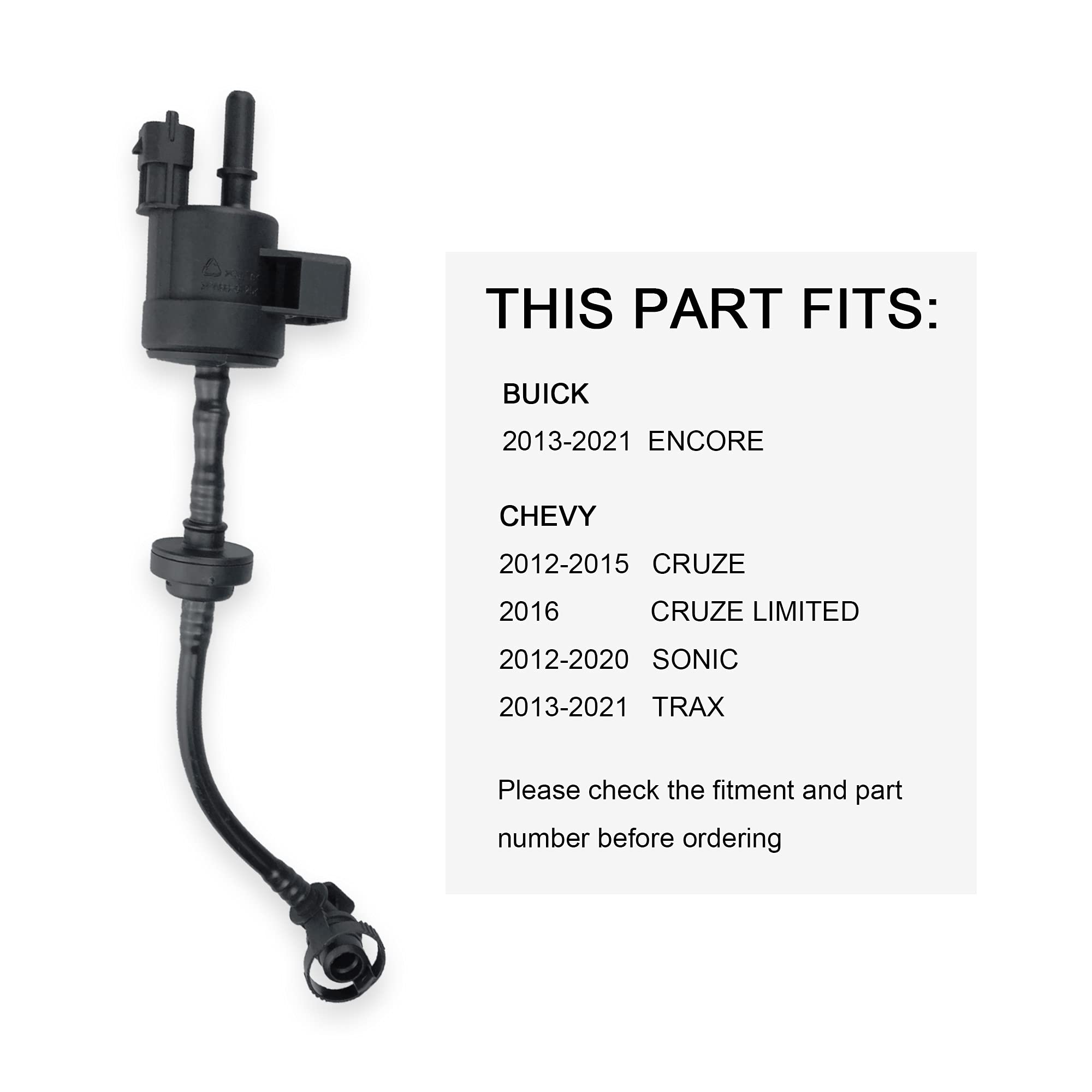 Vapor Canister Purge Valve Solenoid EVAP Purge Valve Solenoid Compatible with 2012-2021 Buick Encore Chevy Cruze Sonic Trax with 1.4L L4 Replaces 55573017 911-409 - Image 3